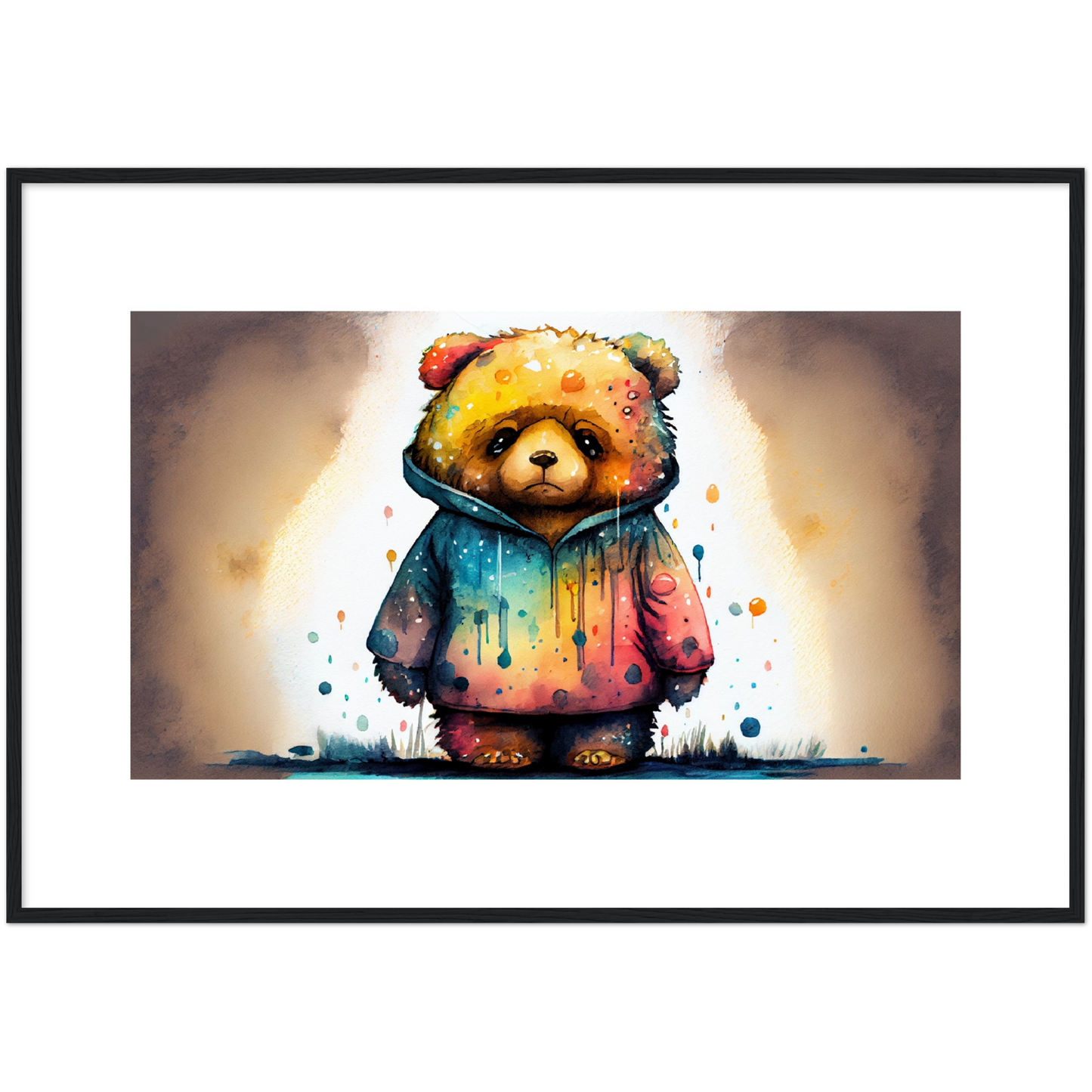 "Tears of the Cosmos A Sad Spacebear" Bear - Wooden Framed Poster