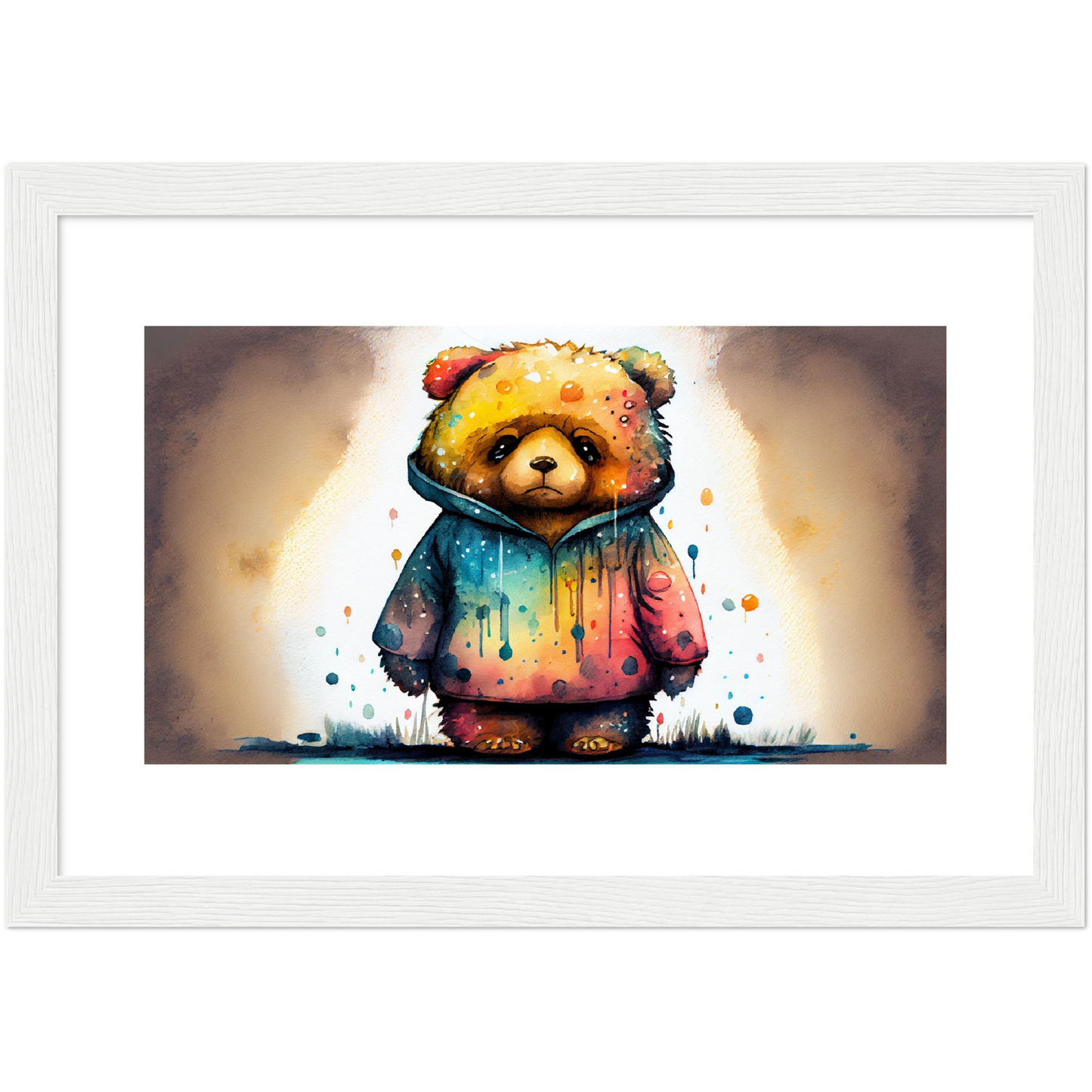 "Tears of the Cosmos A Sad Spacebear" Bear - Wooden Framed Poster