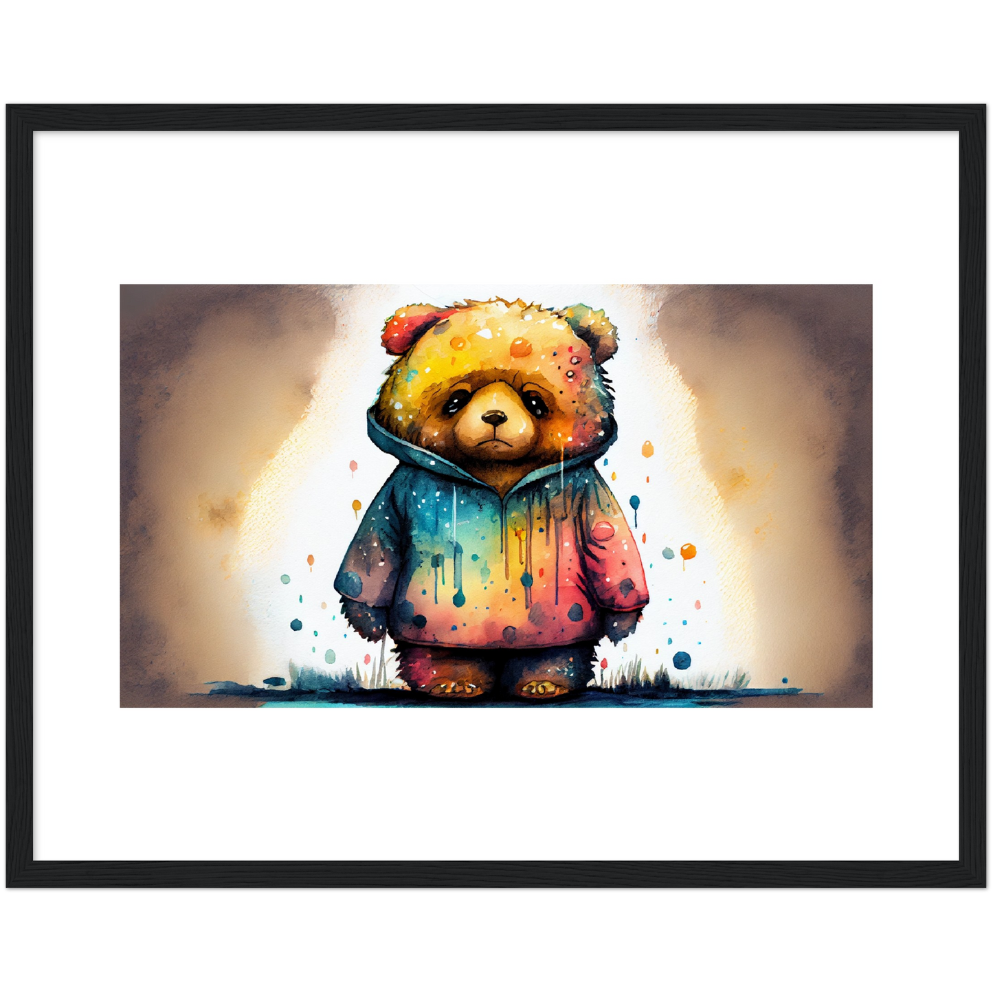 "Tears of the Cosmos A Sad Spacebear" Bear - Wooden Framed Poster