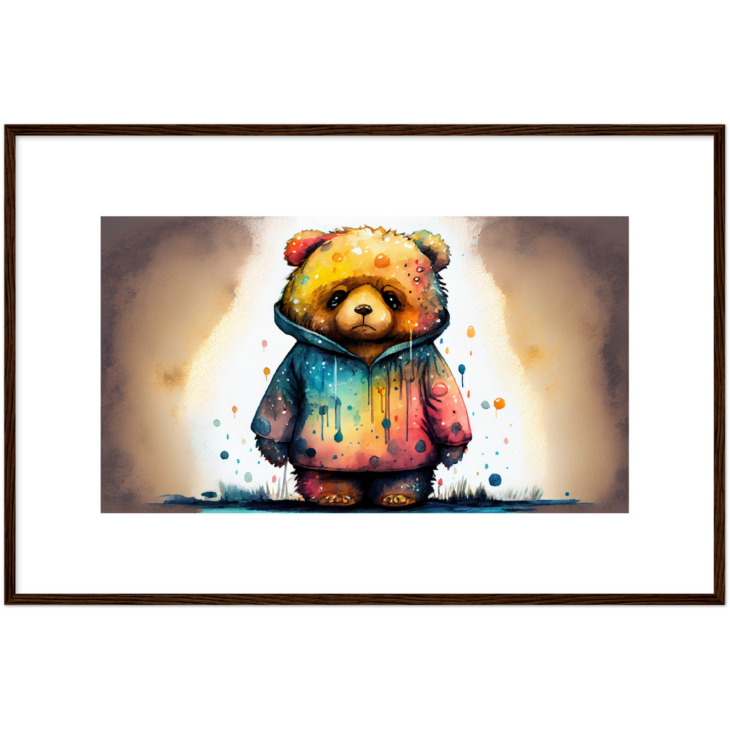 "Tears of the Cosmos A Sad Spacebear" Bear - Wooden Framed Poster