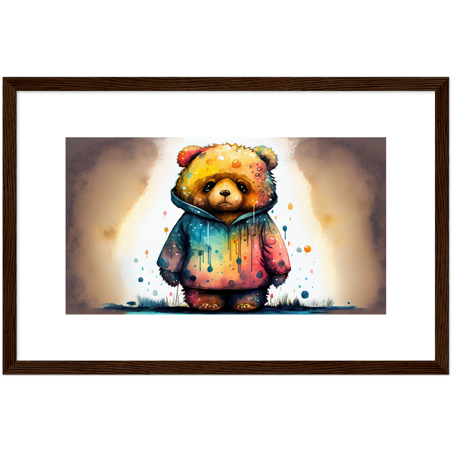 "Tears of the Cosmos A Sad Spacebear" Bear - Wooden Framed Poster