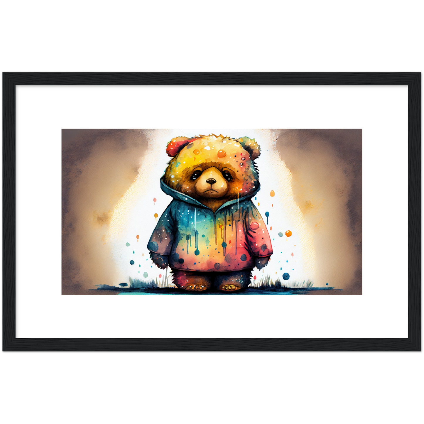 "Tears of the Cosmos A Sad Spacebear" Bear - Wooden Framed Poster