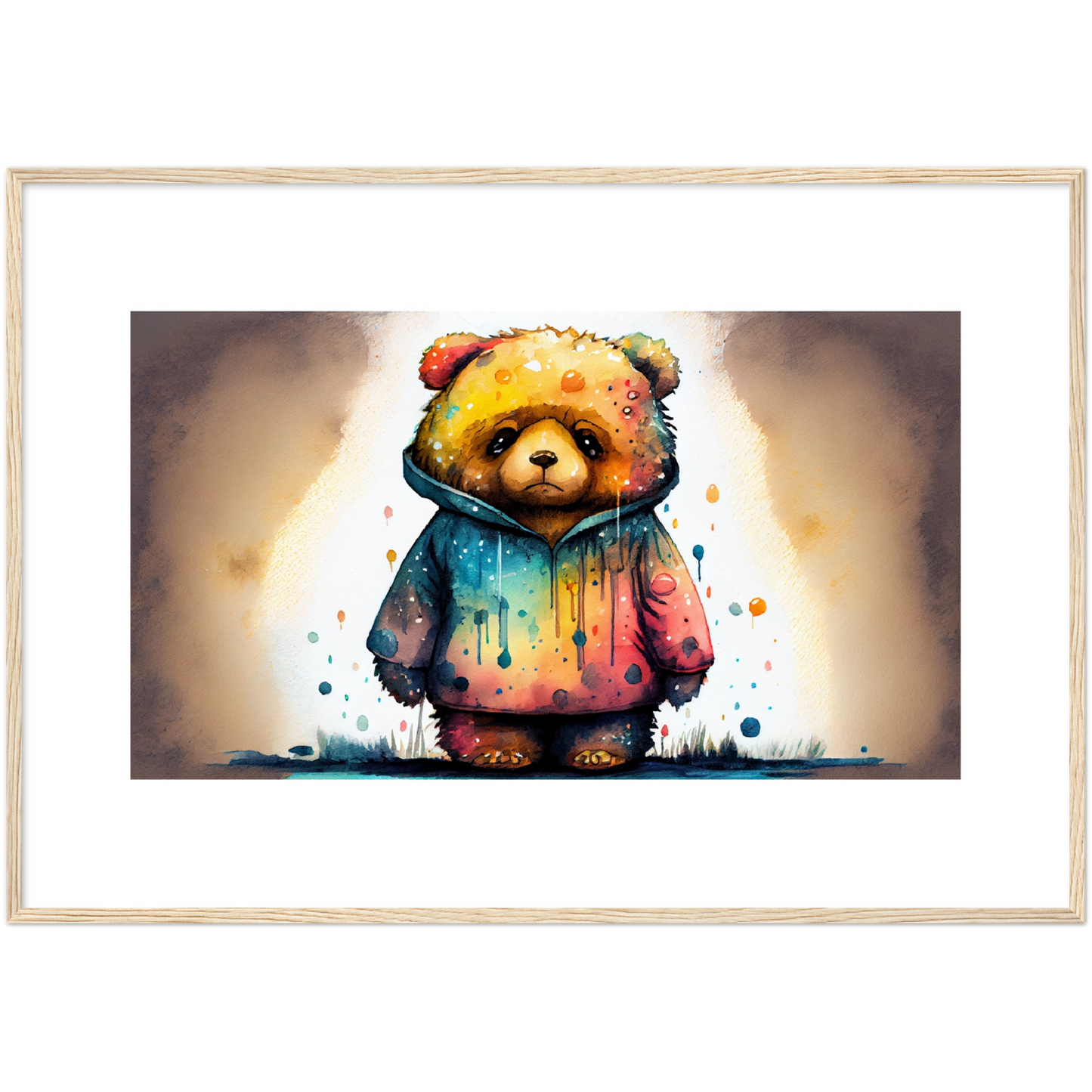 "Tears of the Cosmos A Sad Spacebear" Bear - Wooden Framed Poster