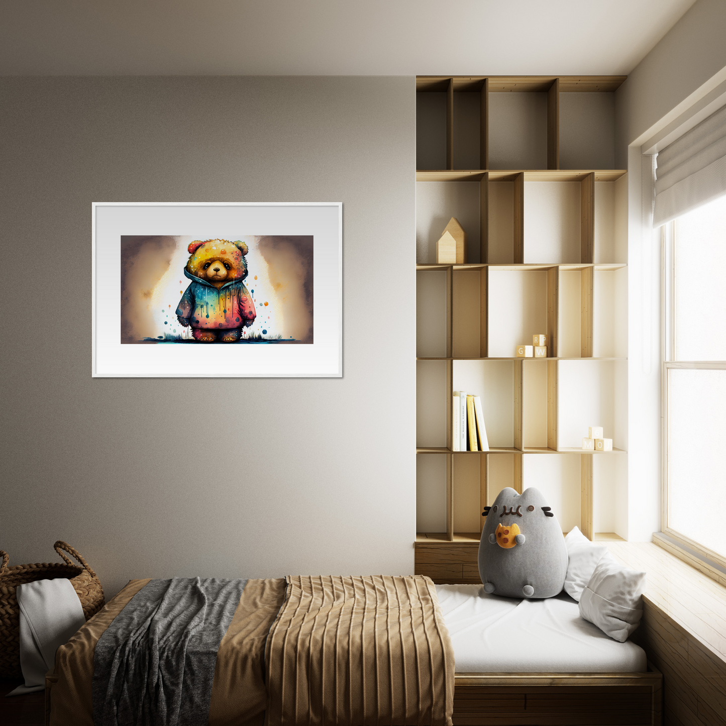 "Tears of the Cosmos A Sad Spacebear" Bear - Wooden Framed Poster